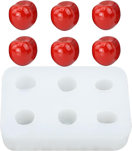 6 Cavity Cherry Silicone Mold, Artificial Fruit Silicone Mold Berry-Shaped Chocolate Mould, 3d Simulation Cherry Fondant Moulds, Christmas Candle Cake Decorating Tool
