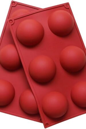 6 Holes Hot Chocolate Bomb Mold Dome Silicone Mould For Chocolate Cake Jelly Pudding Handmade Soap Round Shape Circle Cake Moulds Dia: 2 1/2 inches, Set of 2