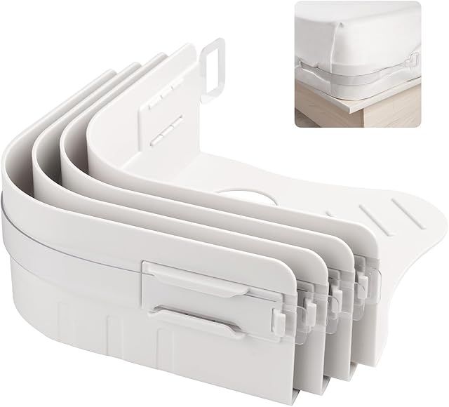 Bed Sheet Holders for Corners, Keep Sheets in Place Firm & Tight, Heavy Duty Lock Bedsheet Fastener Fits All Mattress Fitted Sheet Holder Set of 4, Easy Installation – White