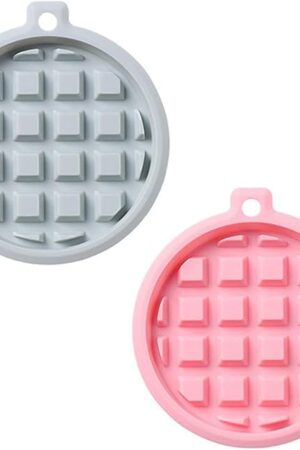 2-Pack Silicone Waffle Mold, Muffin Pans Molds, Waffle Maker Baking Tray Mold Bakeware for Waffle Cake Chocolate Craft Candy Soap Baking, Blue&Pink (Round: 3.8x3.8x0.4 inch)