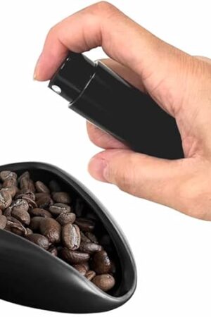 Barista Warrior Coffee Bean Dosing Cup and Spray Bottle Kit - Ceramic Single Dosing Tray, Static Reducing Spray (Black)