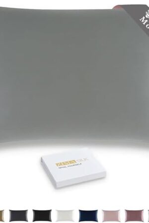 ZIMASILK 25 Momme 100% Pure Mulberry Silk Pillowcase for Hair and Skin Heath, Best Gift Choice, Highest Grade 6A Silk, 900 Thread Count, 1Pc (Standard 20''x26'', Iron Gray)