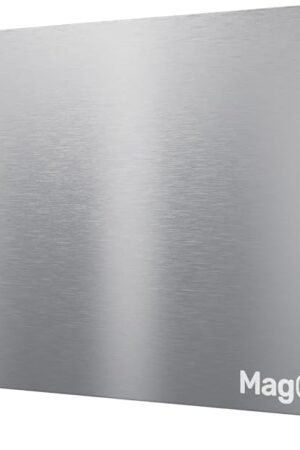 9 inches x 6.5 inches Stainless Steel Plate for Magnets, 3M Adhesive Back, Mounting Screws, Ideal for Magnetic Shelf, Spice Holders, Fridge Magnets. Mount Anywhere! (Silver, 1 PACK)