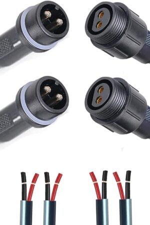 2Pin Waterproof Connector,2 Wire Male Female Plug LED Connector,with 12AWG IP68 25CM Extension Cable, for Car, Boat,Truck,Indoor/Outdoor LED Strip Lights.(2Pairs 2Pin 12AWG)