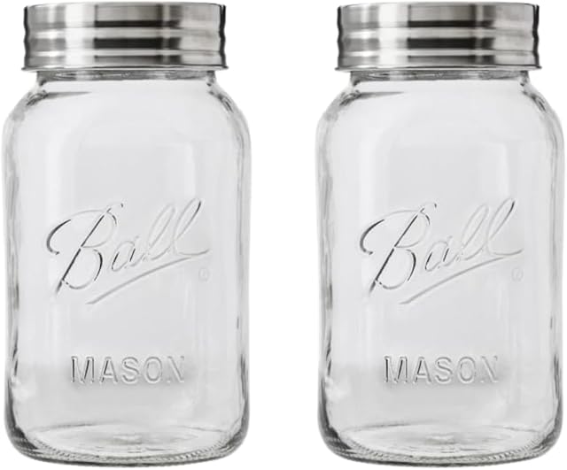 Ball Regular Mouth 32-Ounces Mason Jar with Lids and Bands, Clear,(Pack Of 2)