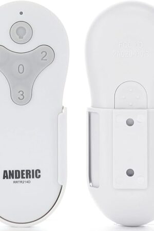 Anderic RRTR214D Replacement Ceiling Fan Remote – Compatible with Harbor Breeze TR214D, TR214B, TR214A, KUJCE10311, KUJCE10712, A25-FA0138, KUJCE10610 – 3-Speed Fan & Light Control – Receiver Required