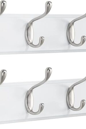 AMADA HOMEFURNISHING Coat Rack Wall Mount 2 Pack, Wall Hooks for Coats, Hats - White
