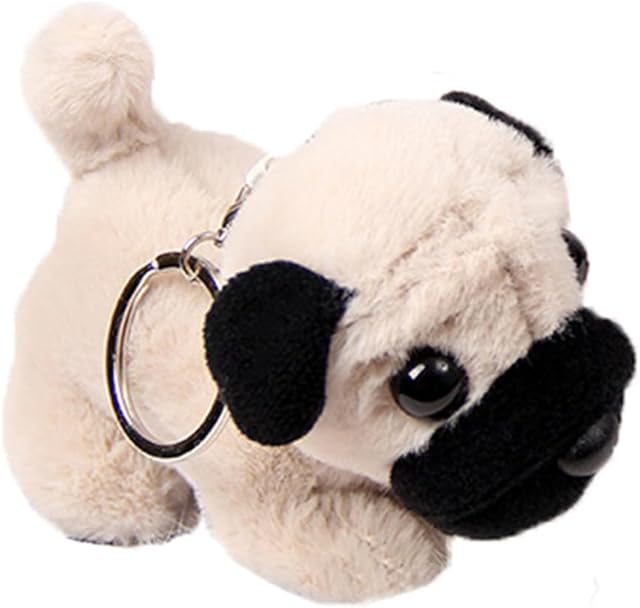 The JIANEEXSQ Cute Realistic Pug Stuffed Animal Dog Puppy Plush Toy, Lifelike Pug Plush Doll Backpack Handbag Pandent Gift