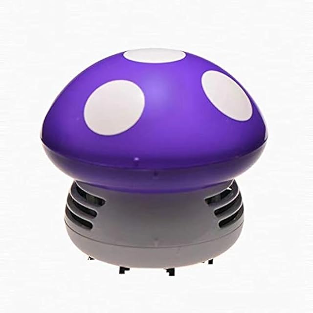 Aliotech Mini Cute Table Dust Vacuum Cleaner Mushroom Shaped Portable Corner Desk Vacuum Mini Dust Sweeper (Purple)