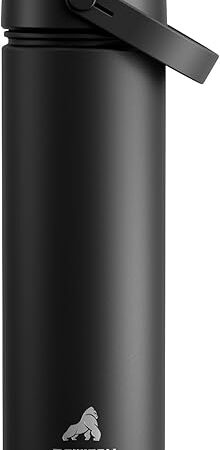 26 oz Insulated Water Bottle with 2-in-1 Straw and Spout Lid, Keep Cold 24H, Leak-Proof, Fits in Car Cup Holder, Stainless Steel Water Bottle for Sports, Travel, and School (Dark Knight)
