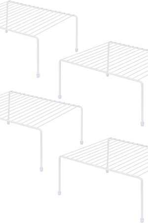Cabinet Storage Shelf Rack, White, Medium 13.1 x 10.2 Inch, 4