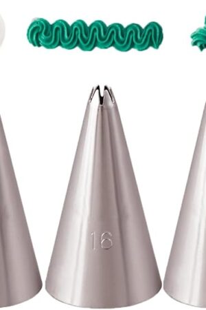 Cake Decrorating Tip #16,Star Icing Piping Tip for Frosting Shells,Zigzags,Rosettes, Flowers,3 Pcs