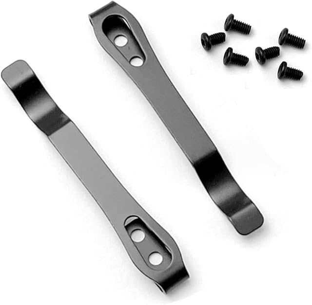 2 Pack Knife Pocket Clip Replacement: Deep Carry, Stainless Steel, EDC Knife Accessory (Screws Included)