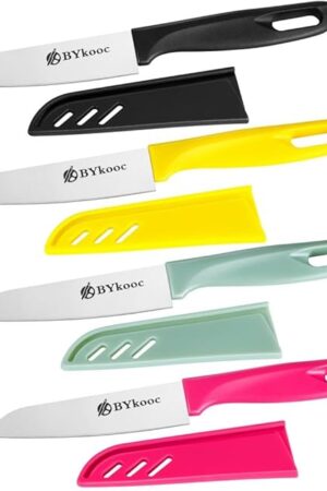 8 pieces Paring Knives (4PCS Peeling Knives and 4PCS Knife Sheath), Ultra Sharp Vegetable and Fruit Knife,German Steel Small Kitchen Knife with PP Plastic Ergonomic Handle