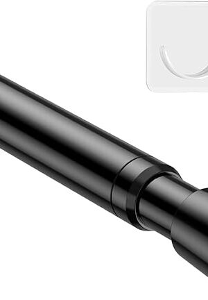 1Pack Spring Tension Curtain Rod 26-39 inch Black Adjustable Spring Rod Extendable Tension Rod For Kitchen, Bathroom, Window, Bookshelf, Closet