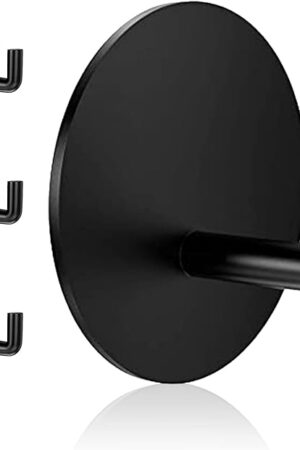 Adhesive Hooks Heavy Duty Waterproof in Shower Hooks for Hanging Loofah, Towels, Clothes, Robes for Bathroom Removable Adhesive Wall Hooks Door Hook Stainless Steel Black Stick on Hooks 4 Pcs