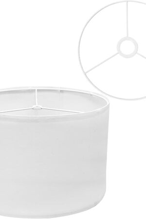 Drum Lamp Shades (Spider Fitter & E27/E26/E14 Fitter) for Table Lamps 12" Top x 12" Bottom x 8" High Linen Lampshade Lamp Shade for Floor Lamps Bedside Lamps White fine lines, Assembly Required