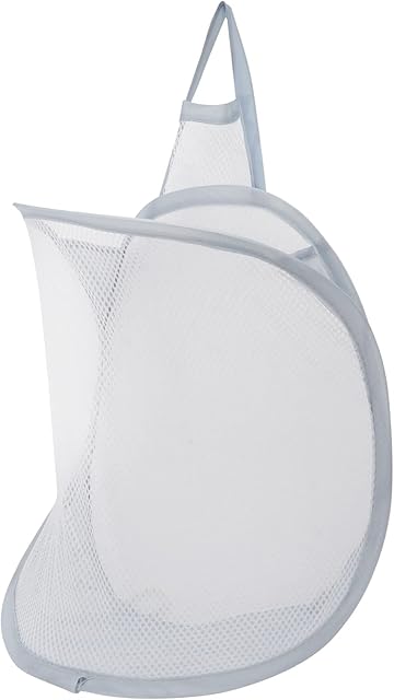 Cabilock 1pc Foldable Hanging Laundry Basket Versatile Storage Organizer for Clothes Toys and Towels Space-Saving Design Gray Net for Home Bathroom and Dorm Use