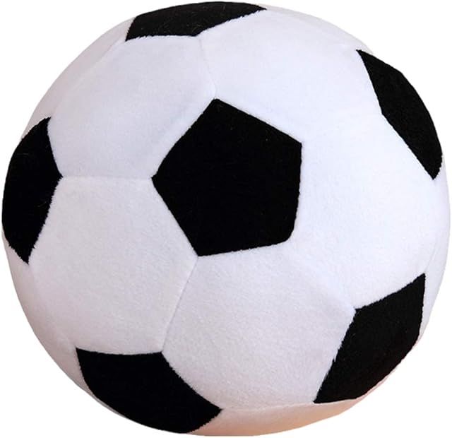 The Fluffy Stuffed Toy Soccer Ball Plush Pillow Soft Durable Stuff Soccerball Gift for Kids Boy Baby (Black -White,7.8inch/20cm)