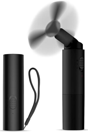 Andwing Mini Portable Fan, Rechargeable Hand Fan - 3000mAh Battery Operated, Up to 22Hrs+ for Makeup, Eyelash, Personal Use - Gifts for Women, Girls, Men - Travel, Indoor, Outdoor (Black)
