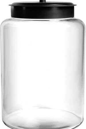 Anchor Hocking Montana 2.5 Gallon Glass Jar with Lid, Black Metal Lid