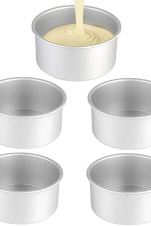 5Pack 5 Inch X 2 Inch Cake Pan, mini cake pan, round aluminum cake pan, used for family gatherings to bake mini cake pizza, quiche