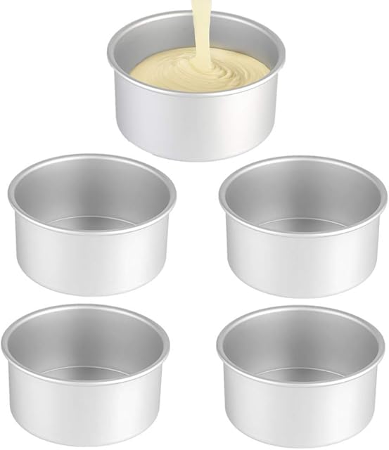 5Pack 5 Inch X 2 Inch Cake Pan, mini cake pan, round aluminum cake pan, used for family gatherings to bake mini cake pizza, quiche