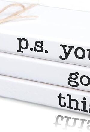 Cute Office Desk Decor, Inspirational Wooden Mini Faux Books for Decoration, Gifts for Women Kids - P.S. You Got This Sign