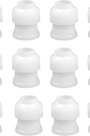 12 Pack Couplers for Piping Bags Plastic Standard Cake Decorating Coupler Pipe Tip Coupler for Icing Nozzles, White (1.2 x 1 Inch)