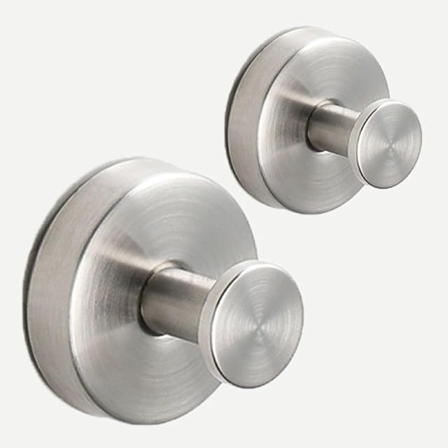 304 Stainless Steel Suction Cup Hooks for Shower(2-Pack) Hook for Inside Shower for Hanging 22lbs(Max) No Drill Suction Hooks for Bathrooms Kitchen Glass to Hang Loofah Towels Robe