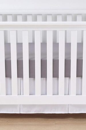 Belsden Crib Skirt with Durable Woven Platform for Boy and Girl, 2 Long Sides Pleated, Split Corners Dust Ruffle for Easy Placement Inside of Standard Crib, 14 inches (36cm) Length Drop, White Color