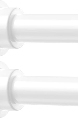2 Pack Adjustable Tension Curtain Rods 32 to 64 Inches, Stainless Steel Shower Curtain Rods Spring Tension, No Drilling 7/8" Tension Rods for Window, Bathroom, Doorway, Room Divider, White