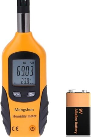 Digital Psychrometer - Handheld Temperature and Humidity Meter Gauge with Dew Point and Wet Bulb Temperature - Battery Included