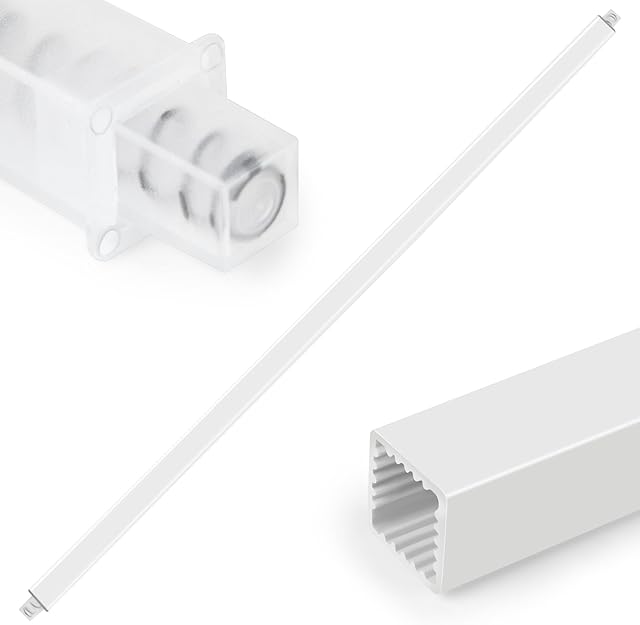 24-Inch Spring End Wall-Mounted Towel Bar, Adjustable Sturdy Plastic Towel Holder for Bathroom Kitchen Towel Storage White