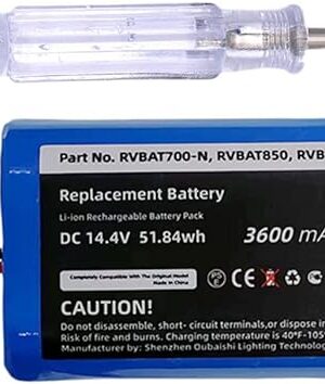 3600mAh Replacement Battery for Shark Ion Robot RVBAT850 Battery for RV1001AE/ RV700_N /RV720_N /RV725_N/ RV761/ RV850/RV850C /RV850WV/ RV851WV(Attention: 2-Prong Connector)