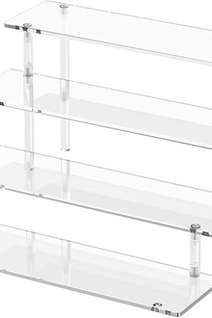 4 Tier Acrylic Display Risers, Clear Perfume Organizer Stand, Large Cupcake Stand Holder, Dessert Display for Party, Display Shelf for Figure and Collection, Riser Stand for Decoration and Organizer