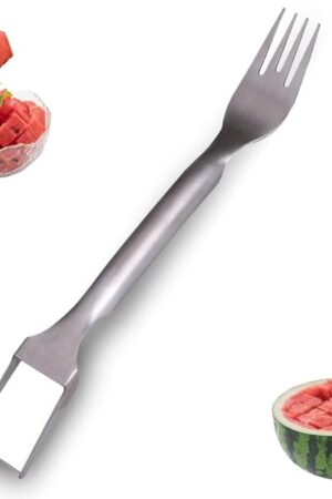 2-in-1 Stainless Steel Watermelon Fork Slicer Cutter - Portable Fruit Forks Tool for Home, Party, Camping, Kitchen Gadget