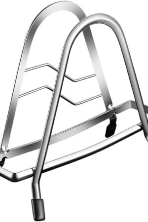 Cutting Board Rack Holder Stand - 304 Stainless Steel Chopping Board Organizer, Pan Rack with Stable Triangle Design, Stainless Steel Cutting Board Hold for Countertop Space Saving