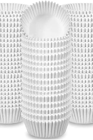 500 Jumbo Cupcake Muffin Liners 2 1/4" X 1 7/8" | Large Tall White Fluted Baking Cups Cupcake Liners