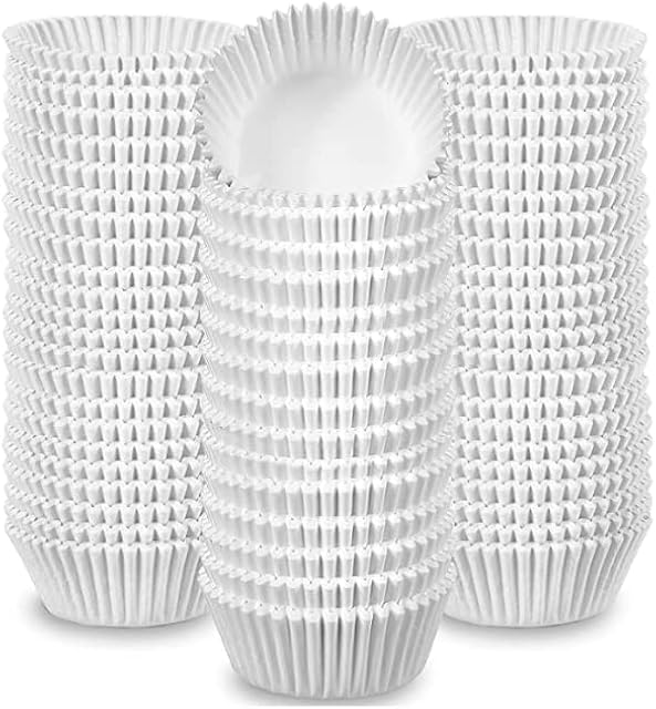 500 Jumbo Cupcake Muffin Liners 2 1/4" X 1 7/8" | Large Tall White Fluted Baking Cups Cupcake Liners