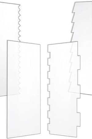 4 Pcs Cake Scraper Set Acrylic Cake Decorating Supplies Large Transparent Cake Smoother for Icing Perfect for Butter Cream Frosting with 7 Different Shapes Durable