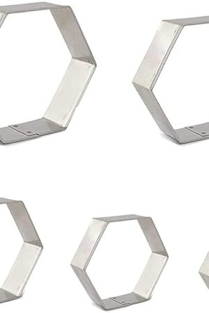 5 Pieces Assorted Sizes Hexagon Shapes Biscuits Cookie Cutter Set for Biscuits Cake and Sandwiches Shapes