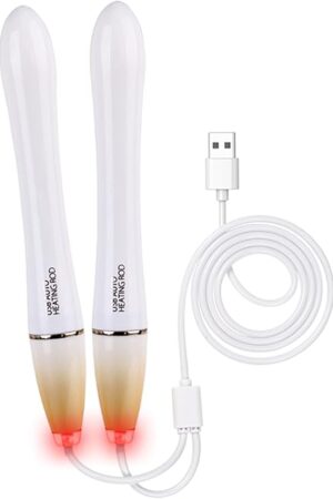 Double Heads USB Heating Rod for Doll, LED Indicator Portable Toy Warmer, Automatic Temperature Control USB Warmer, Safe, Fast Heating and Waterproof, Dual Heater in 1 Cable, White