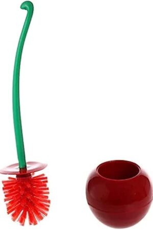 Cherry Toilet Brush and Holder, Cute Design, Premium Quality Household Toilet Bowl Brush with Solid Handle and Durable Bristles for Bathroom Cleaning