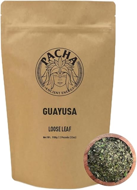 Pacha Ancient Energy Guayusa Tea - Organic Loose Leaf (32oz/2LB) | 66mg Caffeine per Serving | Contains Antioxidants & L-Theanine | Yerba Mate & Coffee Alternative | Traditional Guayusa