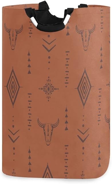 Western Bull Boho Large Laundry Hamper Basket, Collapsible Laundry Bag Storage Bins Baskets with Handles for Laundry, Bedroom, Home Decor