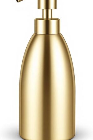 304 Stainless Steel Soap Dispenser 16oz Rust-Proof Liquid Soap Pump Bottle for Kitchen or Bathroom Countertop Hand Dish Lotion Leak-Proof (Gold)