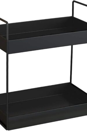 2 Tier Bathroom Counter Organizer, Standing Vanity Organizer Shelf for Bathroom Storage Organization, Countertop Skincare Makeup Organizers Holder, Black