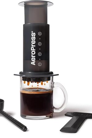 AeroPress Original Coffee and Espresso-style Maker, Barista Level Portable Coffee Maker with Chamber, Plunger, & Filters, Quick Coffee and Espresso Maker