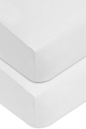 American Baby Company 2 Pack 100% Natural Cotton Fitted Mini Crib Sheets 38" x 24" Snow White